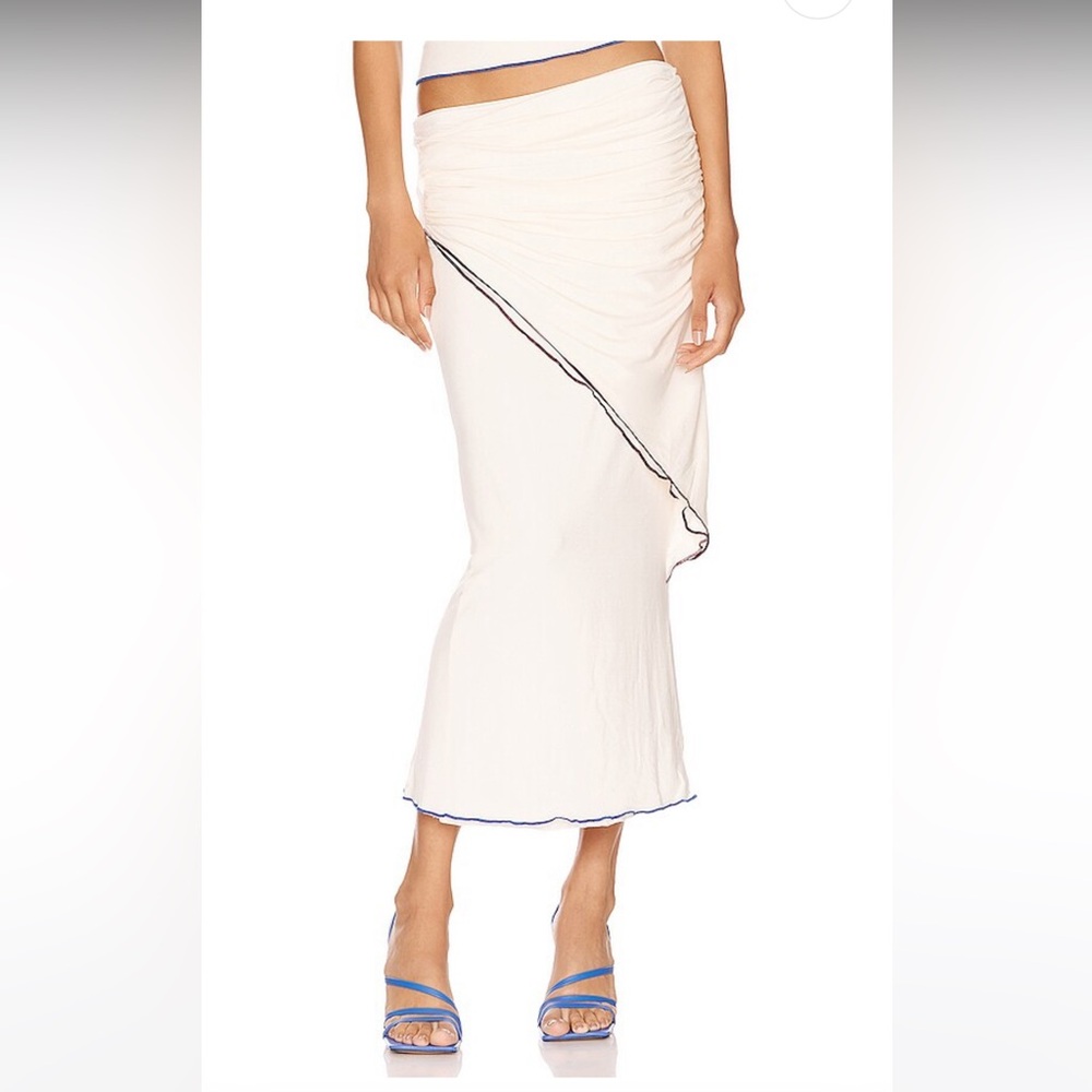 The Line by K White Asymmetrical Trumpet Midi Skirt